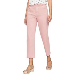 LOFT High Waist Straight Crop Pastel Pink‎ Rose Distressed Hem Size 31/12